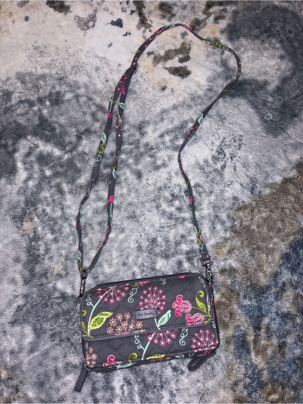 VERA BRADLEY Floral Crossbody Bag in Black and Pink
